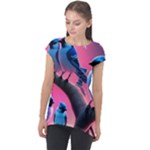 Violet Birds Cap Sleeve High Low Top