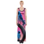 Violet Birds Thigh Split Maxi Dress