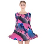 Violet Birds Long Sleeve Velvet Skater Dress