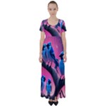 Violet Birds High Waist Short Sleeve Maxi Dress