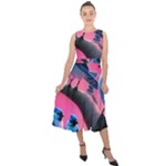 Violet Birds Midi Tie-Back Chiffon Dress