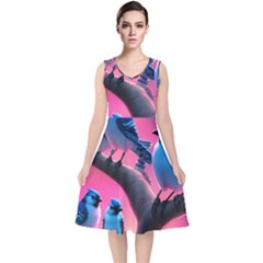 V-Neck Midi Sleeveless Dress  