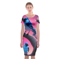 Classic Short Sleeve Midi Dress Front Classic Short Sleeve Midi Dress Front
