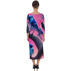 Quarter Sleeve Midi Bodycon Dress 