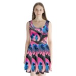 Violet Birds Split Back Mini Dress 