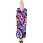 Violet Birds Quarter Sleeve Wrap Maxi Dress