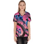 Violet Birds Women s V-Neck Scrub Top