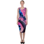 Violet Birds Sleeveless Pencil Dress