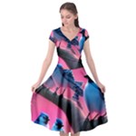 Violet Birds Cap Sleeve Wrap Front Dress