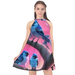 Halter Neckline Chiffon Dress  