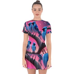 Drop Hem Mini Chiffon Dress 