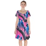 Violet Birds Short Sleeve Bardot Dress