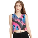 Violet Birds V-Neck Cropped Tank Top
