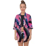 Violet Birds Open Front Chiffon Kimono