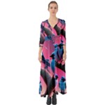 Violet Birds Button Up Boho Maxi Dress