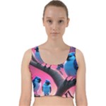 Violet Birds Velvet Racer Back Crop Top