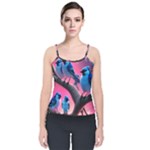 Violet Birds Velvet Spaghetti Strap Top