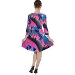 Quarter Sleeve Ruffle Waist Dress 
