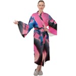 Violet Birds Maxi Velvet Kimono