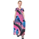 Violet Birds Kids  Short Sleeve Maxi Dress