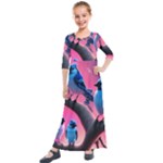 Violet Birds Kids  Quarter Sleeve Maxi Dress