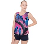 Violet Birds Bubble Hem Chiffon Tank Top
