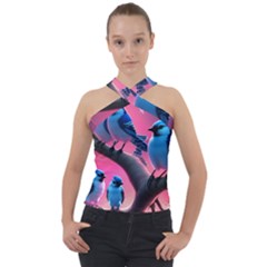 Cross Neck Velour Top 