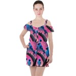 Violet Birds Ruffle Cut Out Chiffon Playsuit
