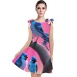 Violet Birds Tie Up Tunic Dress