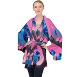 Violet Birds Long Sleeve Velvet Kimono 