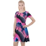 Violet Birds Cap Sleeve Velour Dress 