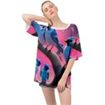 Violet Birds Oversized Chiffon Top