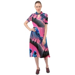 Keyhole Neckline Chiffon Dress 