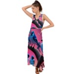 Violet Birds V-Neck Chiffon Maxi Dress