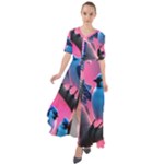 Violet Birds Waist Tie Boho Maxi Dress