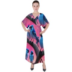 V-Neck Boho Style Maxi Dress 