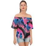 Violet Birds Off Shoulder Short Sleeve Top