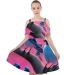 Violet Birds Cut Out Shoulders Chiffon Dress