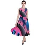 Violet Birds Round Neck Boho Dress