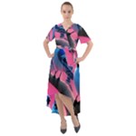 Violet Birds Front Wrap High Low Dress