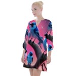 Violet Birds Open Neck Shift Dress