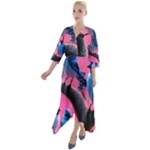 Violet Birds Quarter Sleeve Wrap Front Maxi Dress