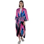 Violet Birds Maxi Satin Kimono