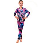 Violet Birds Kids  Satin Long Sleeve Pajamas Set