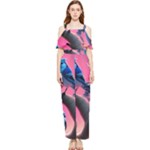 Violet Birds Draped Sleeveless Chiffon Jumpsuit