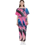 Violet Birds Batwing Lightweight Chiffon Jumpsuit
