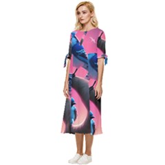 Bow Sleeve Chiffon Midi Dress 