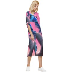 Bow Sleeve Chiffon Midi Dress 