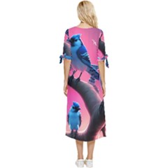 Bow Sleeve Chiffon Midi Dress 