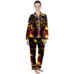 Yellow Birds Red Sky Women s Long Sleeve Satin Pajamas Set	